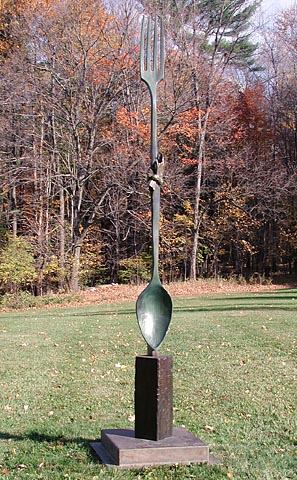 Large scale cast bronze sculpture ideal for restaurant or sculpture garden abstract symbolic figurative theme pays homage to Giacometti's Spoon Woman